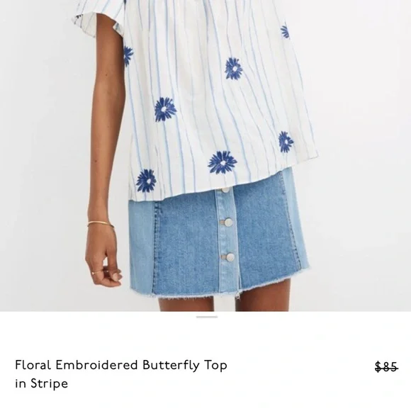 EUC Madewell Floral Embroidered Butterfly Top Size Large Retail $85.00 - Picture 11 of 12